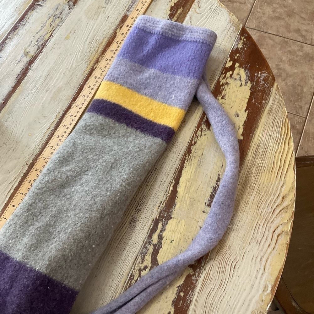 Striped Lavender and Gray Wool Sleeve Tote